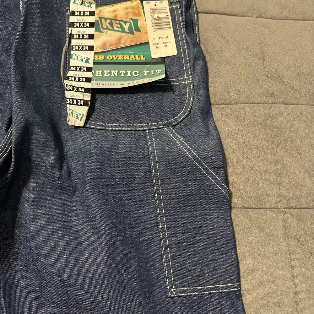 Vintage Key Denim Bib Overalls NWT 34x34 Carpenter‎ Workwear USA Cotton